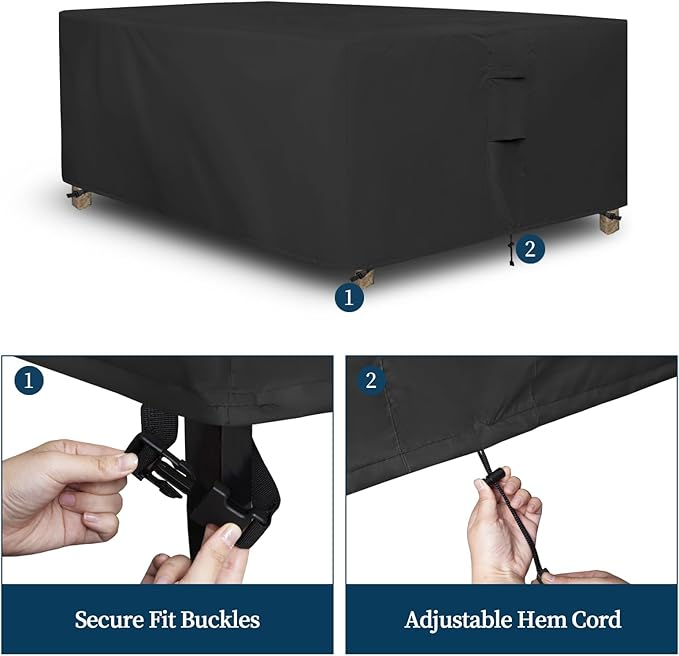 Easy-Going Square Patio Furniture Cover Waterproof Outdoor Dining Table and Chair Cover Anti-UV Outside Sectional Sofa Set Covers (84" L x 84" W x 28" H, Black)