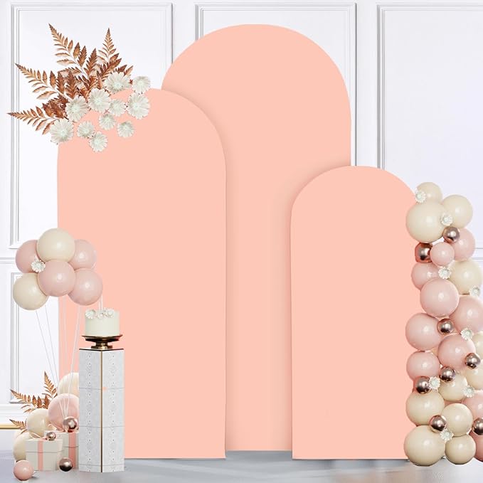 MODFUNS Wedding Arch Cover Set of 3 Dusty Rose Spandex Arches Cover 5ft 6ft 7ft Round Top Arch Backdrop Covers 2-Sided Arch Stand Covers Stretchy Arched Wall Backdrop for Happy Birthday Party Decor
