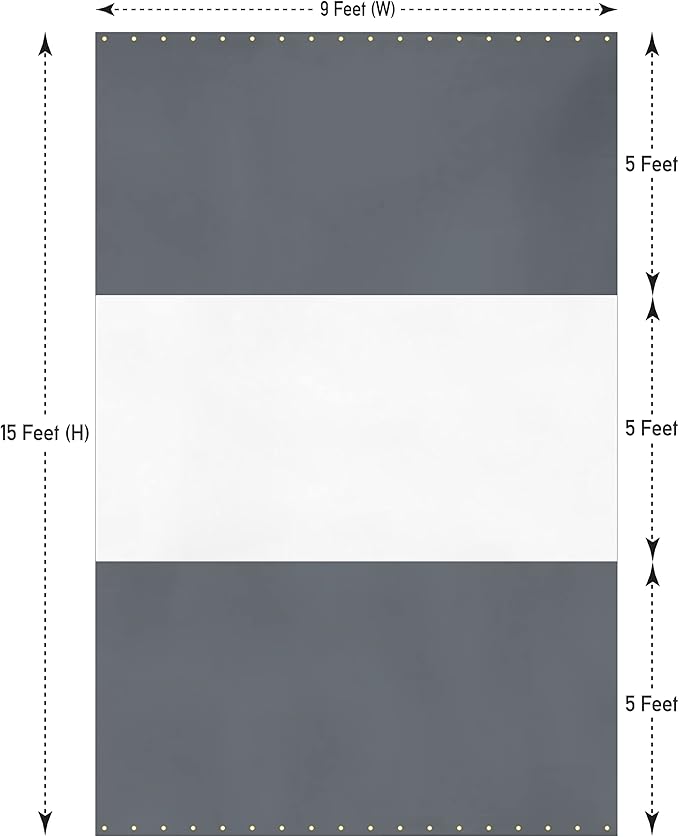 Covers & All Outdoor Clear Panel Curtain, 12 oz Vinyl Outdoor Curtains for Patio, Weather Resistant Waterproof Tarp with Brass Grommets for Pergola, Porch, Gazebos, Balcony (15'H x 9'W Feet, Gray)
