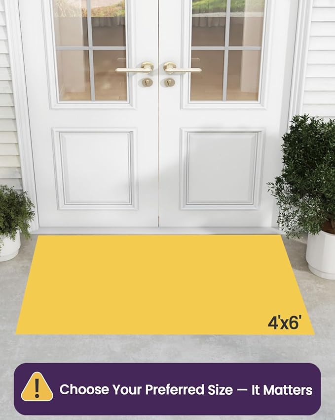 DEXI Front Door Mat Outside Entrance, 4x6 ft Large Rubber Entry Doormat Heavy Duty, Welcome Mats Non Slip for Inside House Floor Entryway Double Doors Exterior Patio, Maze Navy Blue