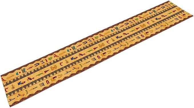 Egyptian Table Runner, Colorful Ancient Egyptian Hieroglyphs Floral Geometric Table Runner for Kitchen Family Dining Holiday Party Farmhouse 13x60in