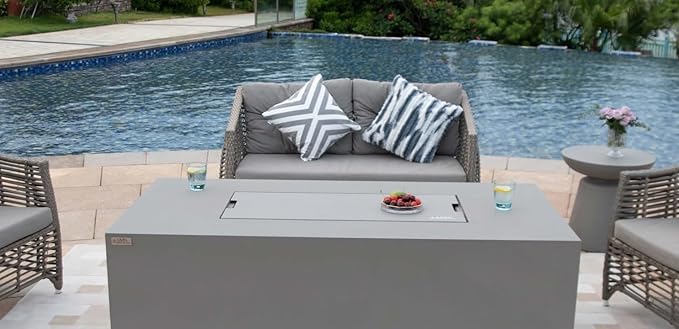 AMS Fireplace | Powder Coated Fire Pit Burner Lid for Sedona FireTable (Light Gray) | Weather-Protected | Easy to Clean | No Assembly Required