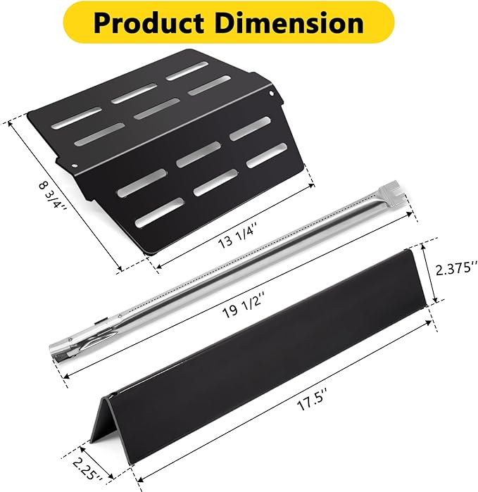 Grill Parts for Weber Genesis 300 Series Grills with Front Control Knob, Genesis E310 E320 E330 S310 S320 S330, 7620 Flavorizer Bars 65505 Heat Deflectors and 62752 Burner Tubes