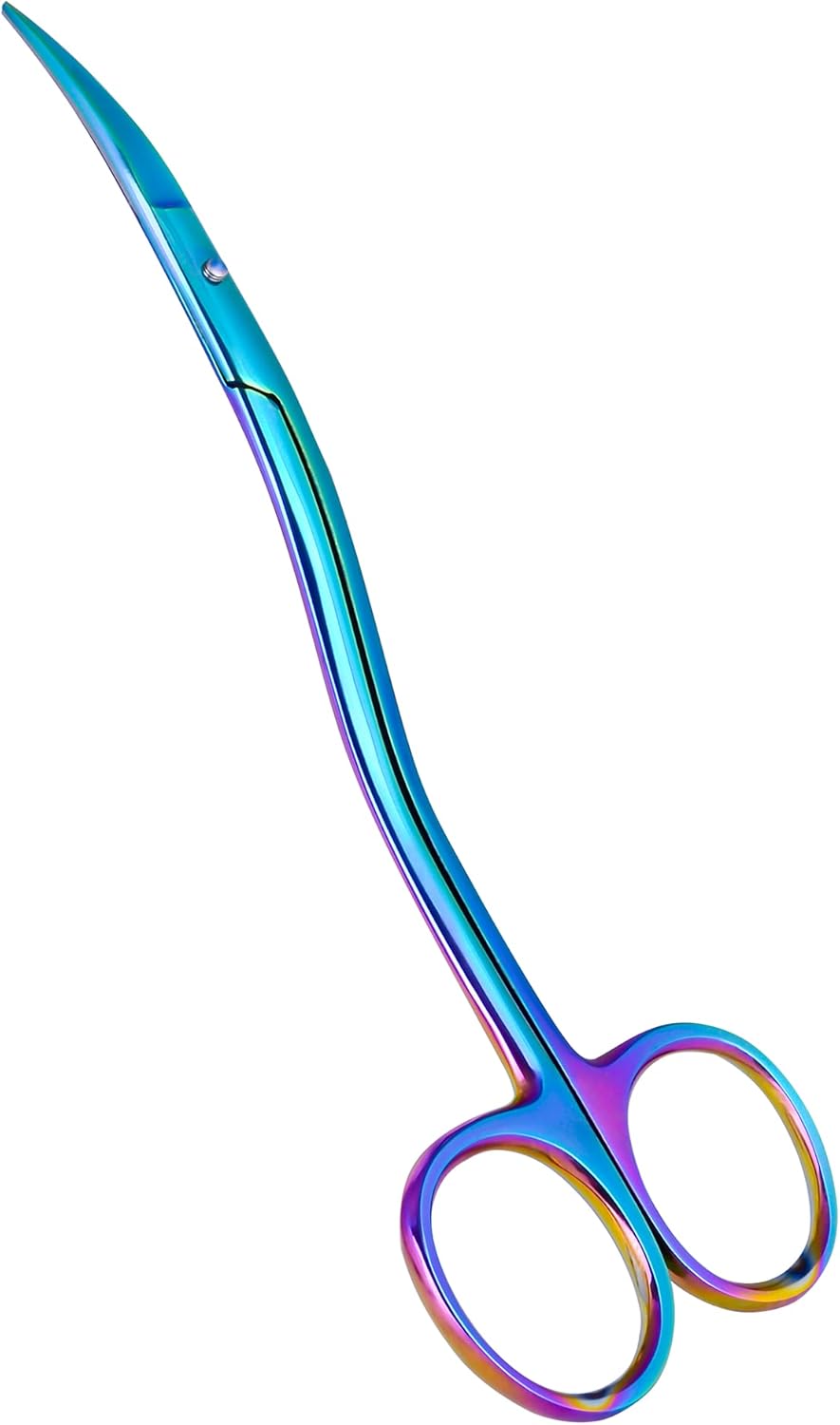 Applique Long Thin Needlepoint Blade 6.1 Inch - Double Bent Curved Offset Handle Scissors with Pouch Sleeve for Embroidery, Fabric, Thread, Knitting, Sewing, Arts & Craft (Rainbow)