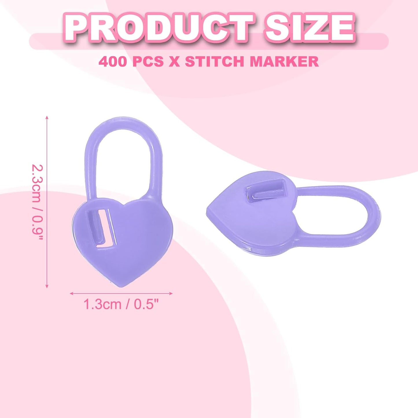 uxcell 400pcs Stitch Markers for Crocheting, Heart Shaped Crochet Marker Needle Clip Counter for Knitting Clothing Tag DIY Craft,Purple