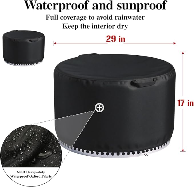 Chinchilla Fire Pit Cover Round for Solo Stove Yukon 27", Waterproof Smokeless Fire Pit Cover, 600D Strong Tear Resistant, Fits for Gas/Table/Bowl Fire pits