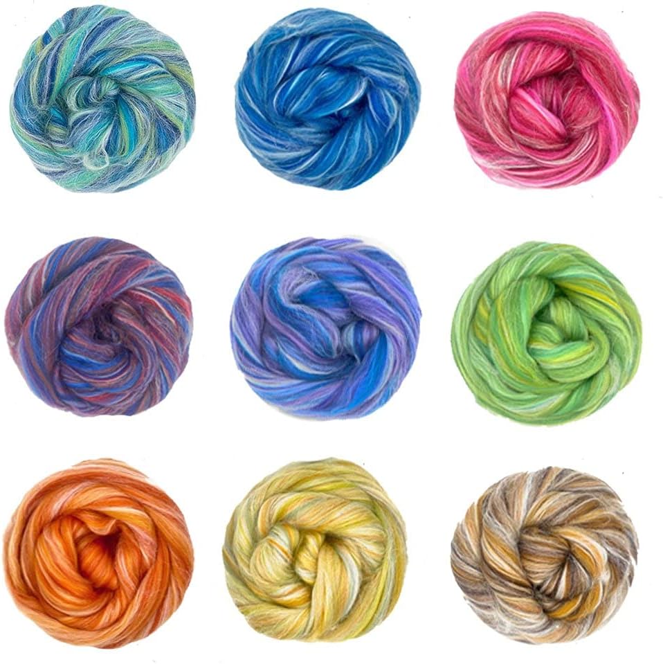 Revolution Fibers – Constellation Range Roving (8 Ounces) | Multicolored Tonal Blend of 70% Dyed Merino and 30% Tussah Silk Combed Top | Soft Fiber for Felting, Spinning, Knitting (Libra Orange)