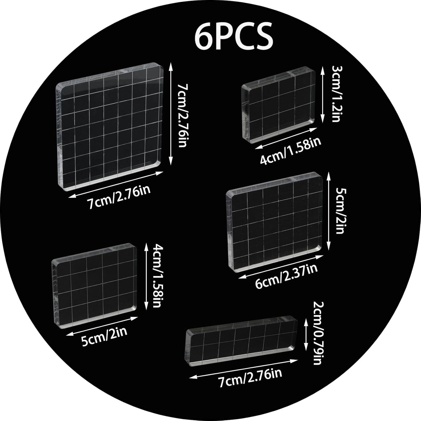 Pine & Linen 6 Pack Clear Stamp Blocks, Acrylic Tools Grid Lines Set, Scrapbooking Crafts for DIY Crafts/Scrapbooking/Card Making/Ornaments/Stamping Projects(Style-2)