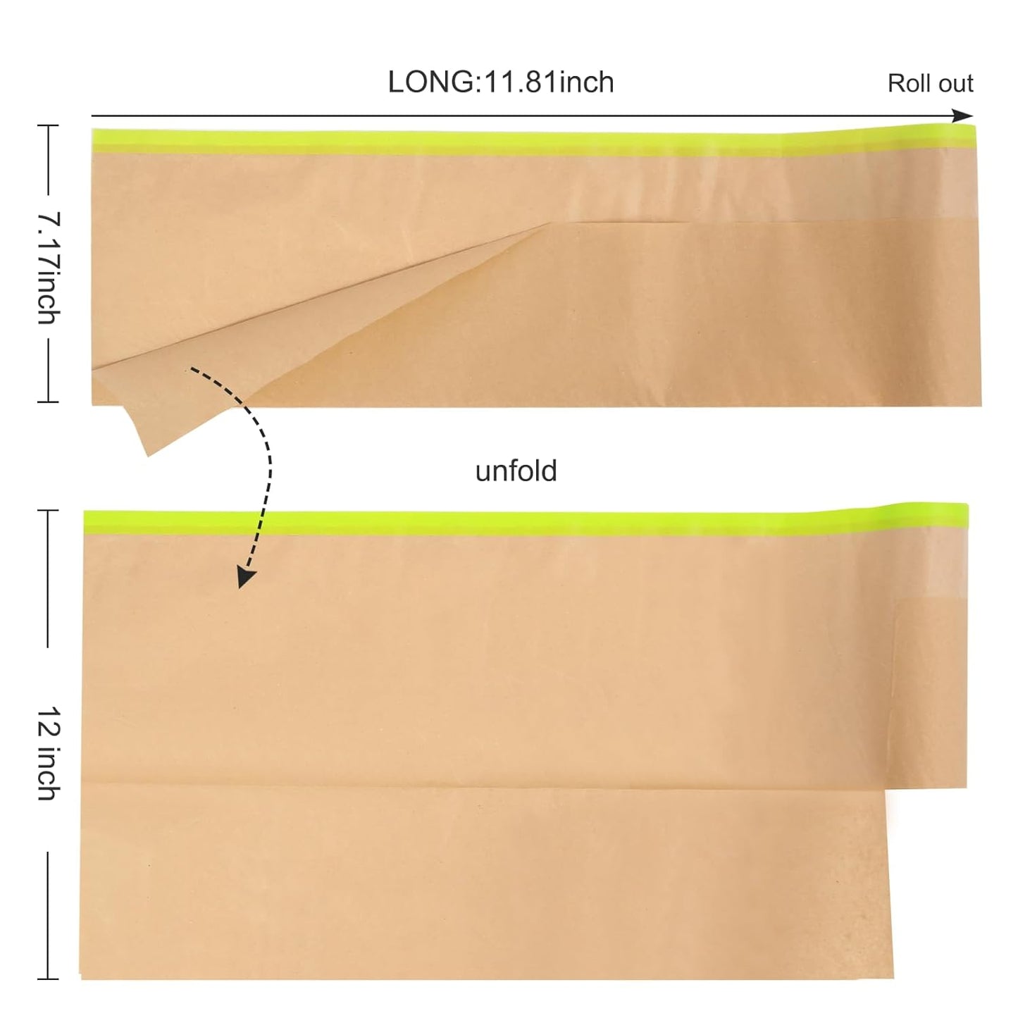 12Inchx50Feet Pre-Taped Masking Paper Roll - Heavy Painters Paper with Adhesive, Tear-Resistant for Auto Body, Wall Painting, Floor Protection, Furniture&DIY Projects(6 Roll) (6, 12inch*50feet)