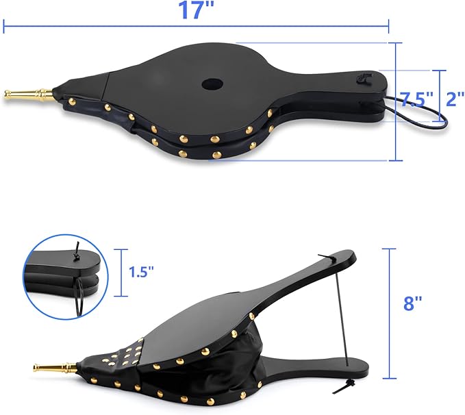 Bellows for Fire Pit,17"x 7.5" Bellows for Wood Stove Camping, Fireplace Blower with Hanging Strap,Cast Nozzle Fireplace Bellows Indoor(Black)