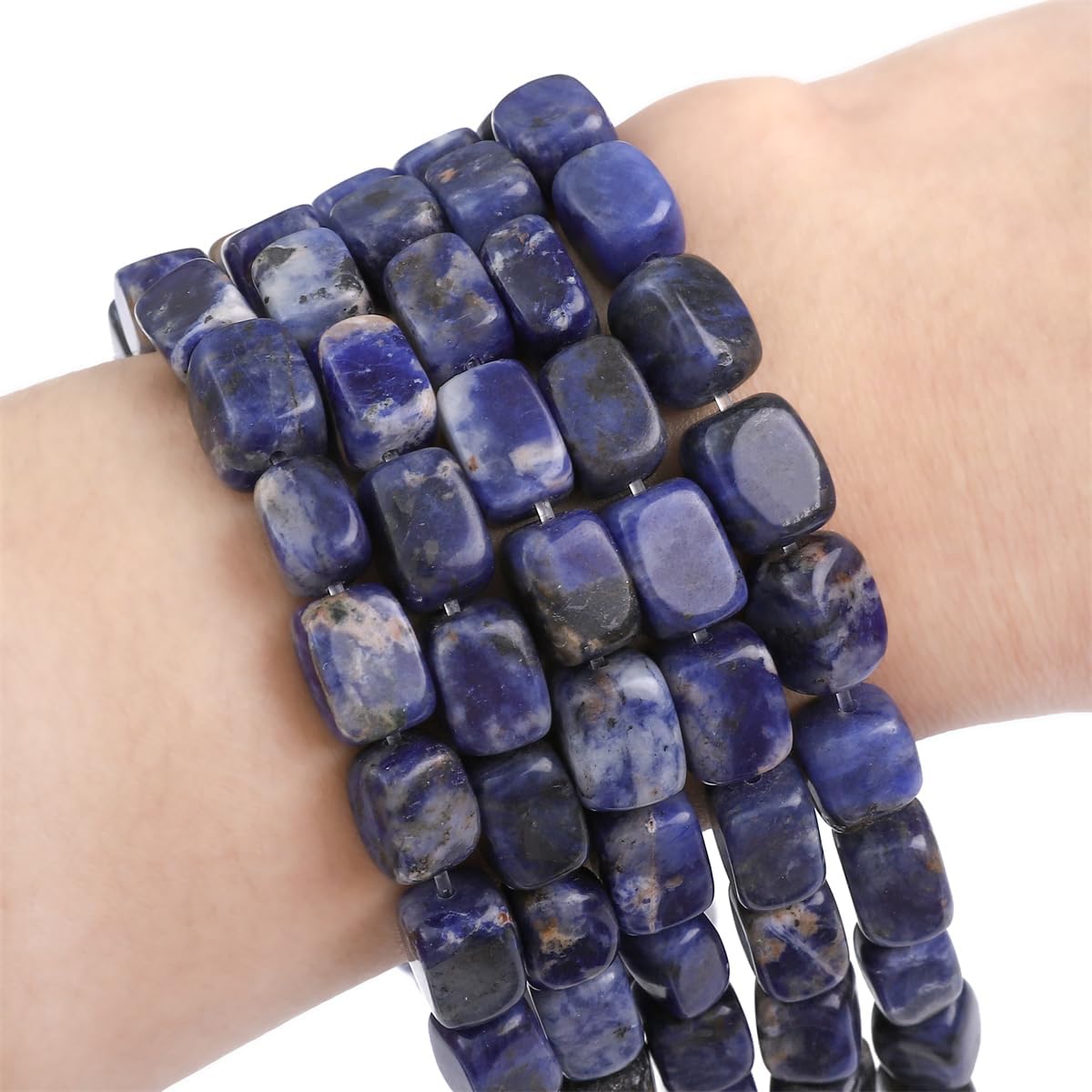 Natural Blue Sodalite Cuboid Stone Loose Semi Gemstone Beads for Jewelry Making 8mmx12mm 38cm/Strand