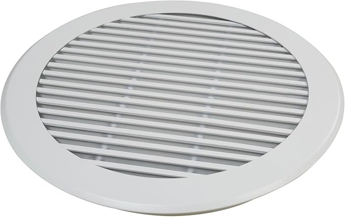 Round Air Vent Register Grille 8 Inch Duct Opening Aluminum Circular HVAC Diffuser for Ceiling or Wall Supply and Return Airflow Modern White for Bathroom Kitchen Garage Duct Ventilation