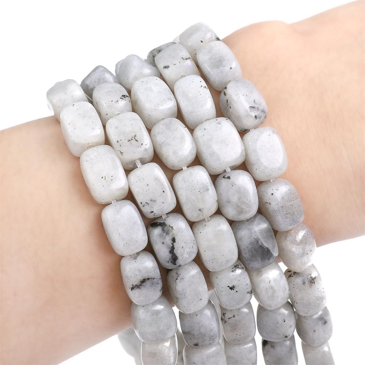 Natural Spectrolite Cuboid Stone Loose Semi Gemstone Beads for Jewelry Making 8mmx12mm 38cm/Strand