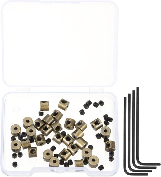 MECCANIXITY 30 Pcs Metal Locking Pin Backs, Locking Pin Keepers Locking Clasp 5mm(H) with 4 Wrench Replacement in Storage Case for Badge, Brooch, Copper Tone