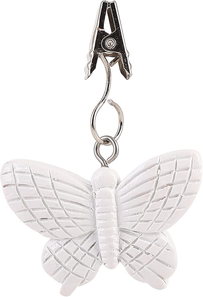 TwoFish Home Set of 4 White Butterfly Resin Tablecloth Weights Clips White Butterfly Handicraft Tablecloth Clamps Pack of 4