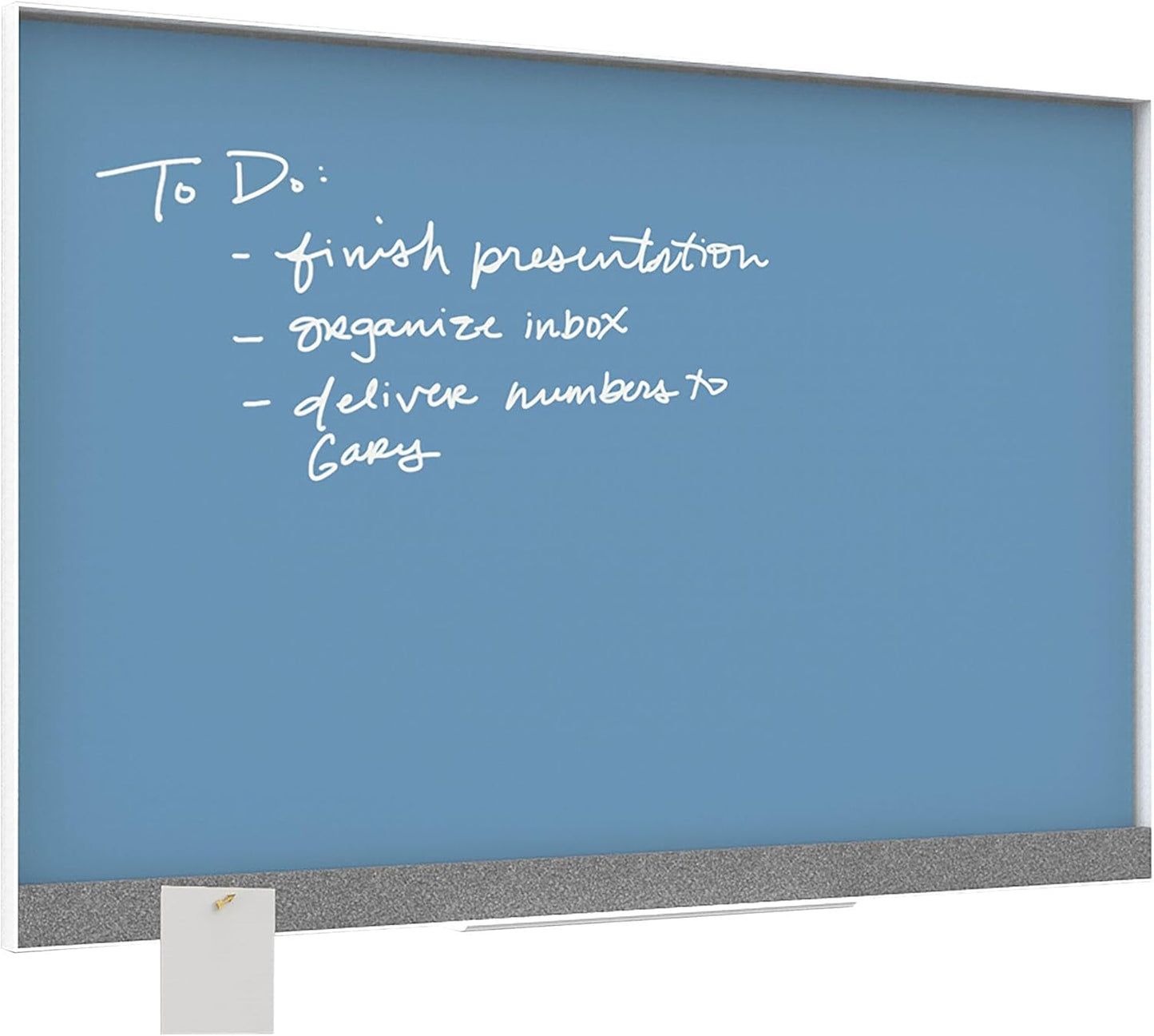 U Brands Magnetic Glass Dry-Erase Board, 24" X 18" Inches, Blue Surface, White Aluminum Frame