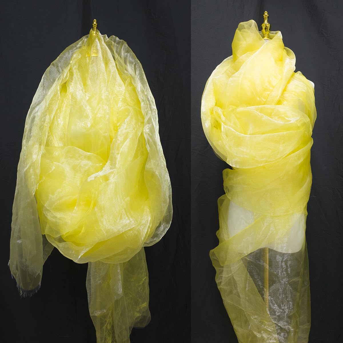 Two-Tone Iridescent Holographic Organza Fabric - 11 Yards by The Yard | Lightweight Sheer Tulle | for Wedding Dresses, Party Decor, DIY Crafts, Shiny Backdrops(Shimmery ICY Yellow)