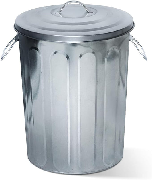 Plexon 5 Gallon Small Metal Trash Can with Lid Outdoor Galvanized Trash Can with Lid 5 Gal Ash Bucket for Bird Seed Container