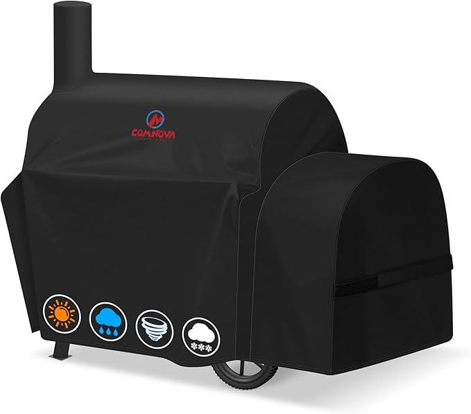 Grill Cover for Oklahoma Joe's Highland Offset Smoker - 600D Premium Smoker Cover Waterproof & Heavy Duty for Oklahoma Joe's Charcoal Offset Smoker, 64" L x 31" W x 44" H