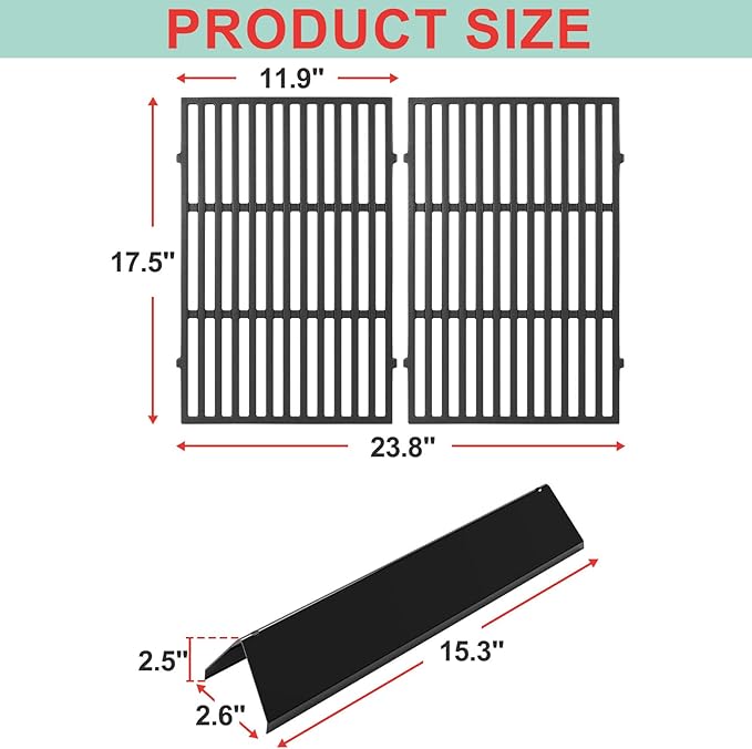 Grill Grates & 15.3" Flavorizer Bars for Weber Spirit I/II 300 Series, for Weber Spirit S-310,E-310,S-320,E-320,SP-330,SP-320,S-330,SP-310 Grills with Front Control Knobs,for Weber 7638 7636