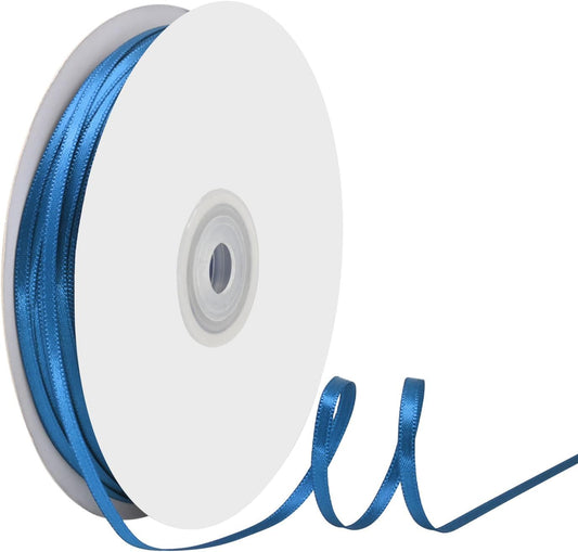 1/8" X 100 Yards Royal Blue Satin Thin Ribbon Solid Color Double Faced Ribbons Perfect for Crafts Wedding Decor Bow Making Arts Sewing and More