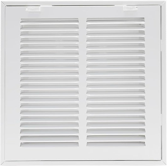 10"W x 10"H [Duct Opening Size] Steel Return Air Filter Grille - Removable Face/Door for 1 inch Filters -HVAC Vent Cover Grill - White [Outer Dimensions: 12 5/8"W X 12 5/8"H]