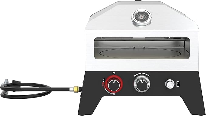 Nexgrill 12 in. Outdoor Gas Pizza Oven Portable Propane Pizza Grilling Stove, Easy Rotation System, Outdoor Kitchen, 15000BTUs, 182 sq. in. cooking space, Rear Access Smoker Box, Portable, 820-0084B