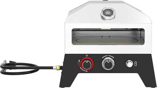 Nexgrill 12 in. Outdoor Gas Pizza Oven Portable Propane Pizza Grilling Stove, Easy Rotation System, Outdoor Kitchen, 15000BTUs, 182 sq. in. cooking space, Rear Access Smoker Box, Portable, 820-0084B