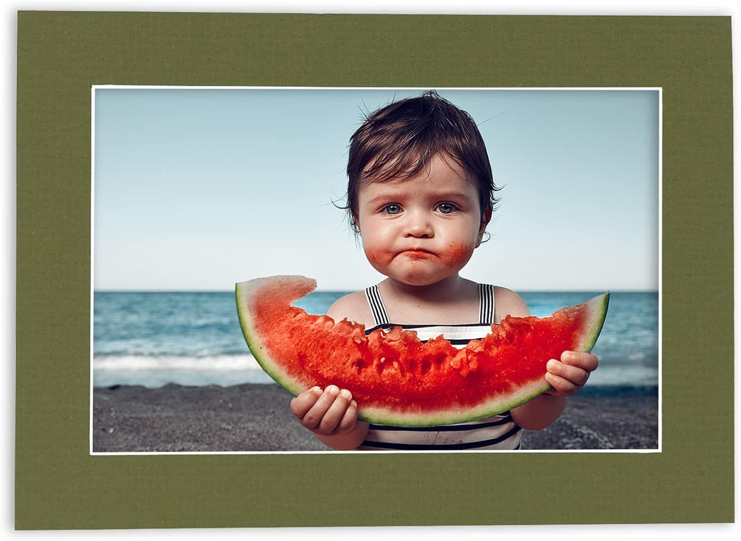 5x7 Mat for 8.5x11 Frame - Precut Mat Board Acid-Free Dill Green 5x7 Photo Matte Made to Fit a 8.5x11 Picture Frame, Premium Matboard for Family Photos, Show Kits, Art, Picture Framing, Pack of 1 Mat