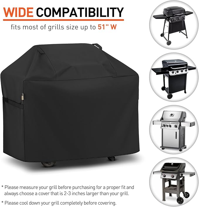 Arcedo BBQ Grill Cover 53 Inch, Heavy Duty Waterproof Outdoor Gas Grill Cover, Fade Resistant Durable and Convenient Compatible with Charbroil Weber Spirit Nexgrill Napoleon