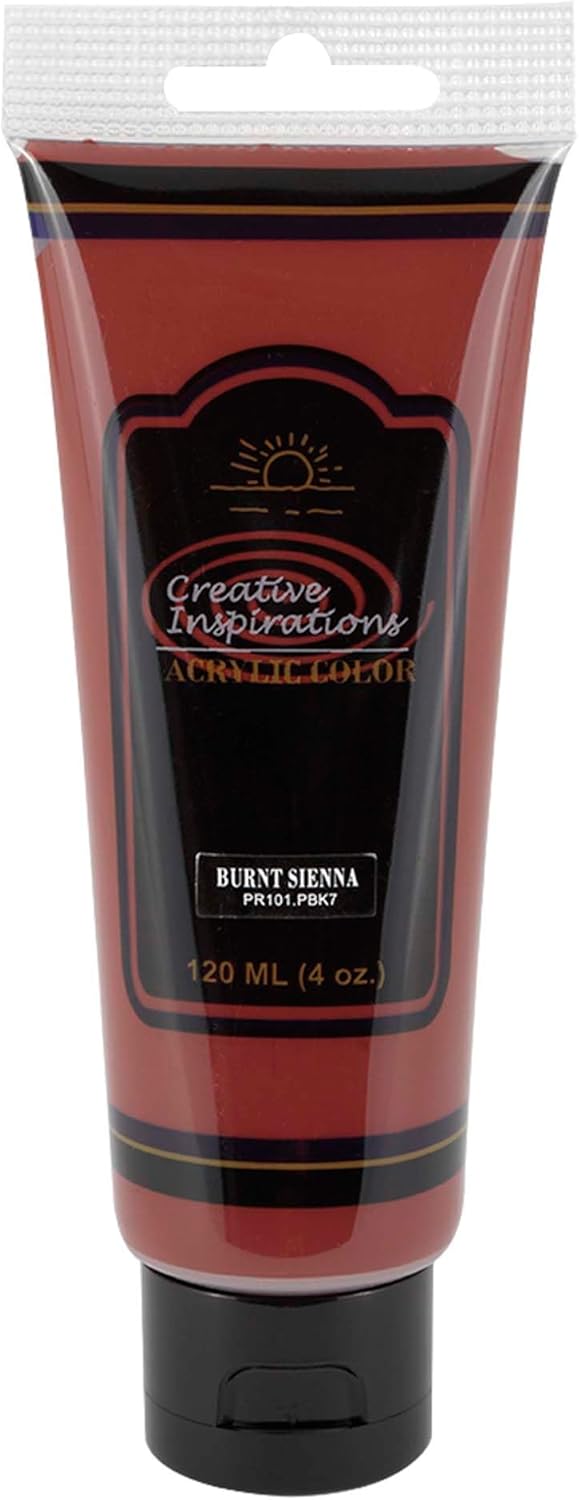 Creative Inspirations Acrylic Paint - Burnt Sienna - 120 mL Tube - Smooth & Creamy Consistency, Vibrant Pigmentation, Great Coverage for Artists - Clean Up with Soap & Water