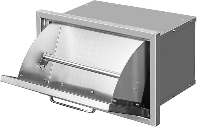 Outdoor Kitchen Drawers 16" W x 10" H x 10" D Stainless Steel Paper Towel Drawers with Ergonomic Handle for BBQ Island, Patio Grill Station & Outdoor Kitchen Cabinets