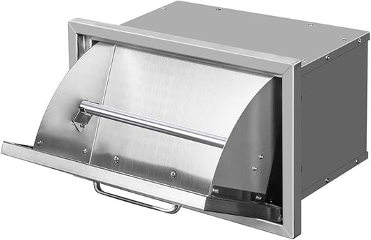 Outdoor Kitchen Drawers 16" W x 10" H x 10" D Stainless Steel Paper Towel Drawers with Ergonomic Handle for BBQ Island, Patio Grill Station & Outdoor Kitchen Cabinets