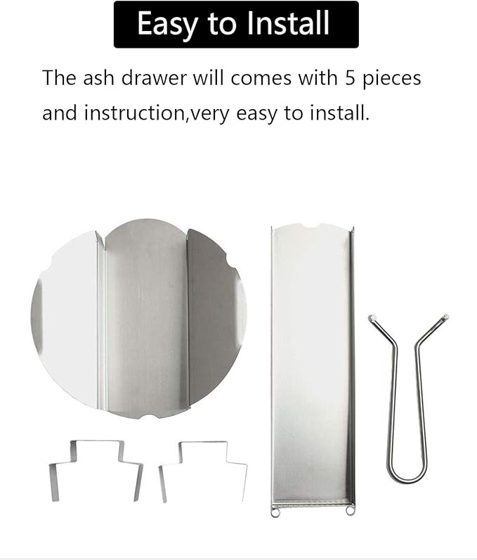 Upgrade Slid Out Ash Drawer for Big Green Egg Accessories Ash Tool, Ash Drawer for Large Big Green Egg Only, Green Egg Replacement Parts Ash Clean Tool, Stainless Steel(New version)