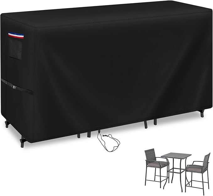 Patio Furniture Covers for High Top Table and Chairs, Waterproof Patio Set Cover for 3 Pieces Patio Furniture Set/Outdoor Balcony Furniture Sets-66"L x 30"W x 45"H