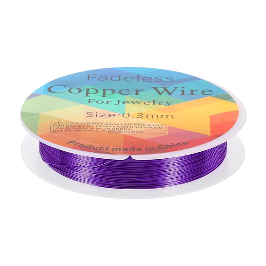 HARFINGTON 49ft Jewelry Wire, 28 Gauge (0.3mm) Brass Craft Soft Metal Tarnish Resistant Copper Beading Wire for Jewelry Making Supplies Crafting, Purple