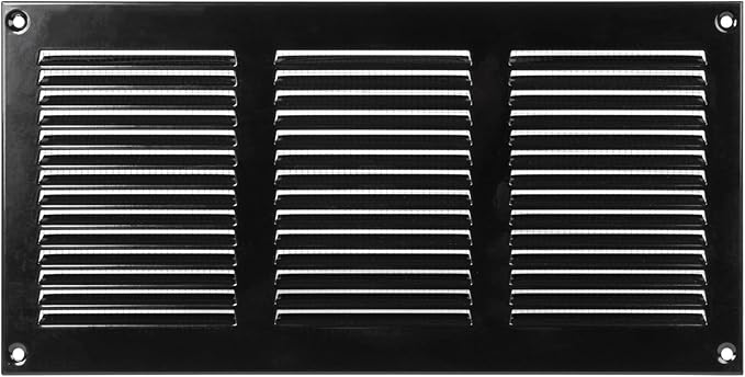 Repa Market 12x6 Inch Air Vent Cover/Black Galvanized Steel Louvered Grill Cover with Mesh Screen/Wall or Ceiling Vent/Durable Flush Mount HVAC Register for Indoor and Outdoor Ventilation