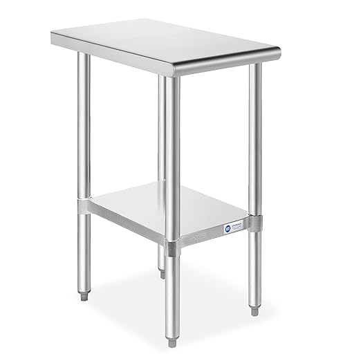 GRIDMANN Stainless Steel Work Table 12 x 30 Inches, NSF Commercial Kitchen Prep Table with Under Shelf for Restaurant and Home