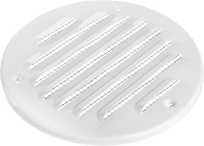 Square Ventilation Grille / 5" Inch Inside Measurement/White Metal Air Vent Louver - Inside/Outside use/Ø 5.25" Inch Outer Measurement