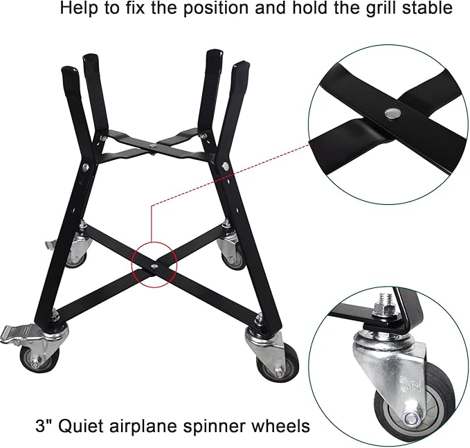 MinMax Big Green Egg Nest, Grill Stand for Big Green Egg Accessories, Rolling Nest with Heavy Duty Locking Caster Wheels Powder Coated Steel for BGE Smoker Kamado Joe Accessories