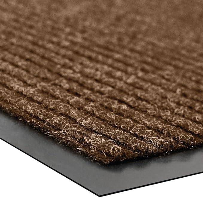 UNIMAT Tra c Guard Door Mat, 4´x 6´, Heavy Duty Waterproof Doormat, Stain and Fade Resistant Welcome Mats, Durable Rubber Backing, Low Pro le Entryway Rug, Shoe and Boot Scraper, Brown
