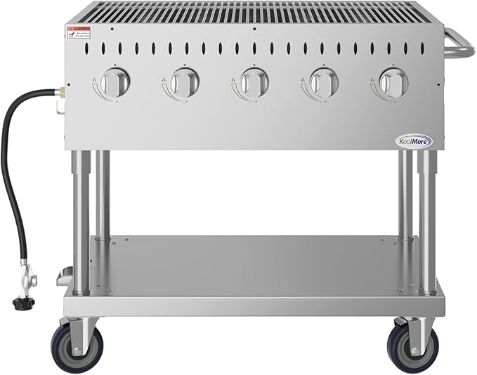 KoolMore 36 in. Commercial 5-Burner Mobile Outdoor Propane Grill in Stainless Steel (KM-CGM-36)