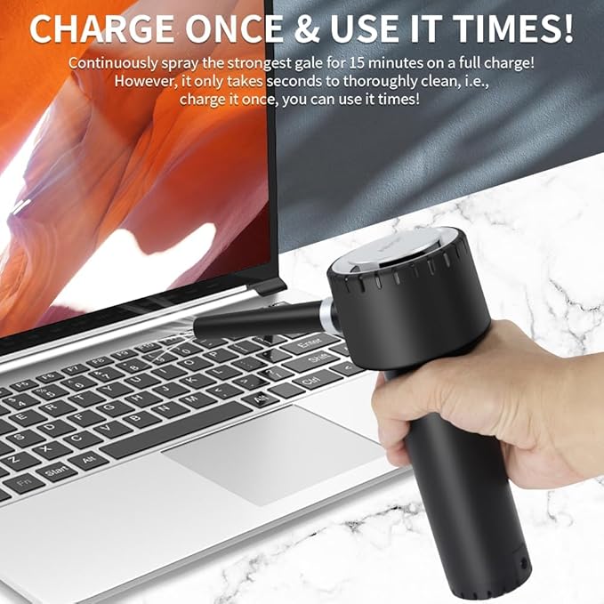 Electric Air Duster, Compressed Air Duster, Portable 45000 RPM Cordless Dust Blower, 6000mAh Battery Air Can Duster, Powerful Computer Keyboard Cleaning Air Spray