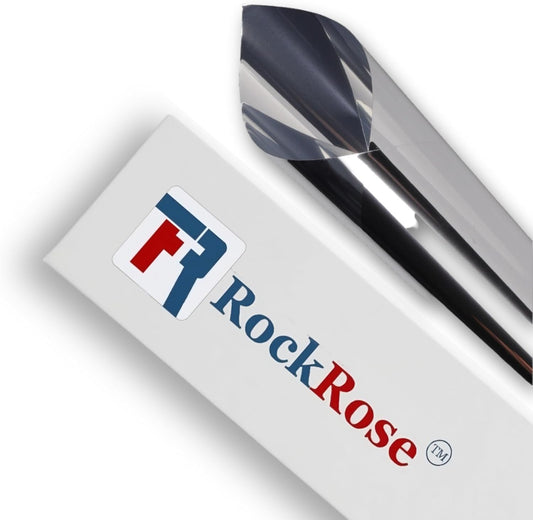 Rockrose Professional Window Tint for Home – One Way Privacy Window Film for Home Offices Heat Blocker Reflective Adhesive Mirror Tint with 99% UV Block – Silver 36 in x 25FT