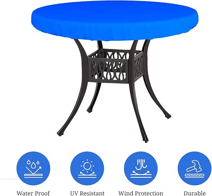 Covers & All Round Table Top Cover, 18 Oz Heavy Duty Waterproof UV & Weather Resistant Patio Table Cover, Outdoor Table Cover for Patio Outdoor Furniture & Coffee Table (30" Dia x 4” H Inches, Blue)