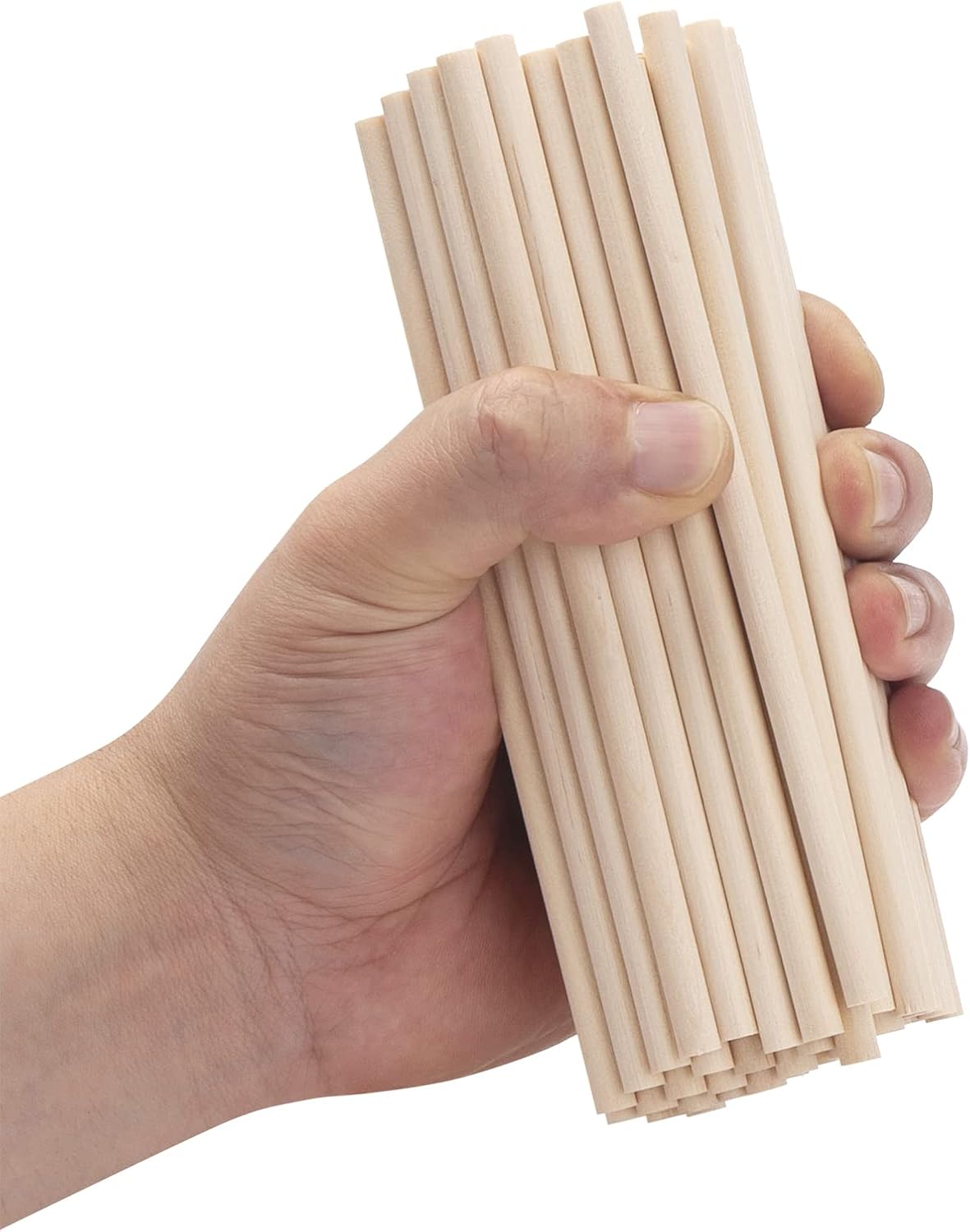 Wood Dowels Wooden Dowel Rods, 100PCS 1/4 x 6 Round Wooden Sticks for Arts and Crafts, Small Unfinished Hardwood Sticks for DIYers Crafting, Cake Support, Lollipop, Photo Booth Props, Home Decor