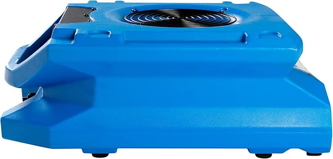 MOUNTO 1/4 HP 1200 CFM Low Profile Air Mover, 2-Speed Carpet Dryer Floor Fan with Dual GFCI Outlets, Stackable Lightweight Blower for Water Damage Restoration (Blue)
