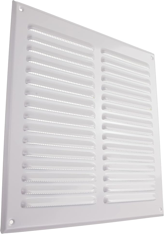 Vent Systems 10 x 10 Inch (Inner) White Vent Cover - Square Metal HVAC Return Air Grille with Mesh Screen - Register Wall Vent Duct Grill - Outdoor, Indoor, Crawlspace - Exhaust Ventilation Grill