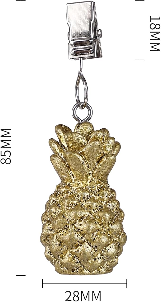 TwoFish Home Set of 4 Golden Pineapple Resin Tablecloth Clamps Golden Pineapple Handicraft Tablecloth Clips Pack of 4