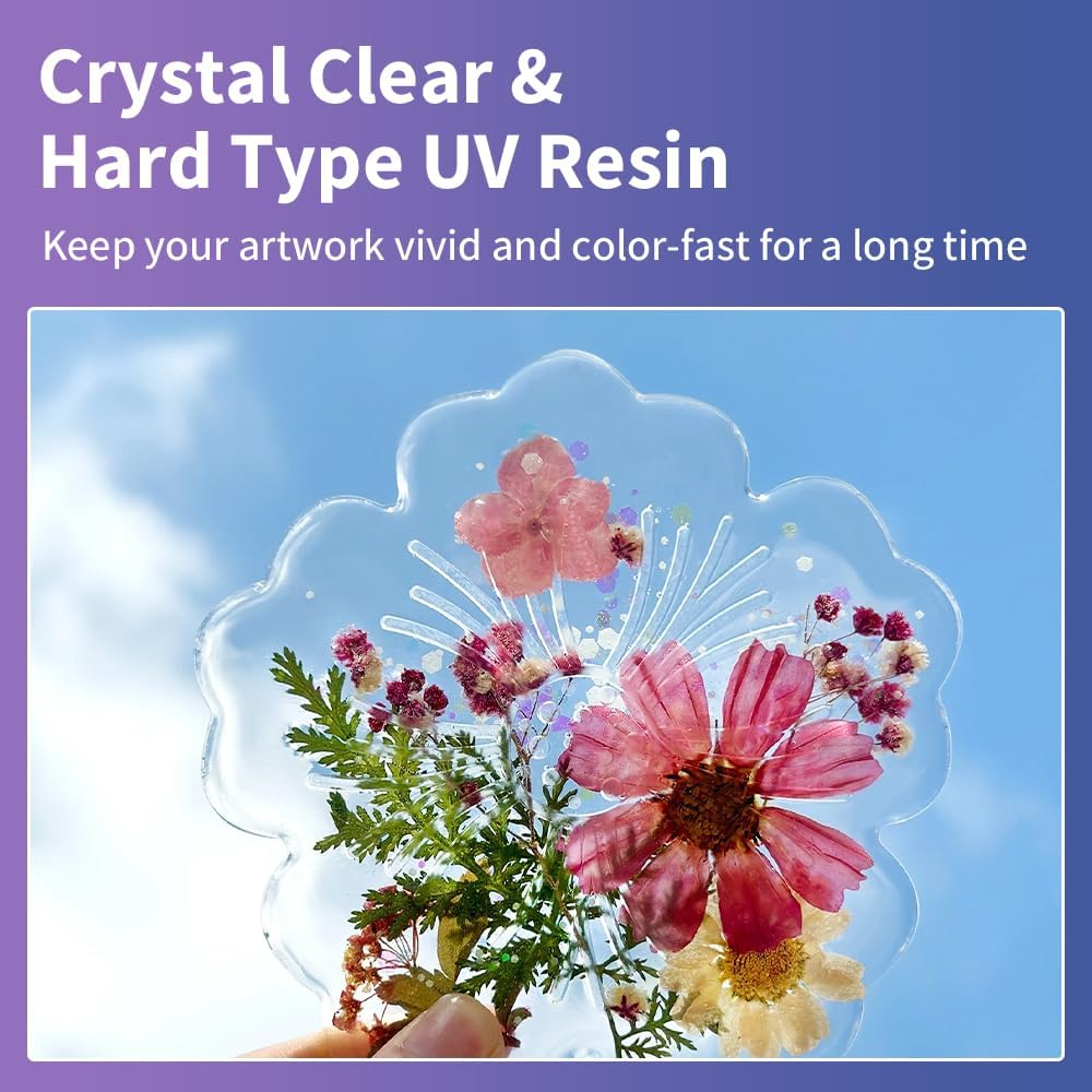 UV Resin 400g, Hard Type Clear Beginner-Friendly Kit, Upgraded Formula & Crystal Clear for Jewlery Making, 100g*4 Resin UV Kit with for Earring, Pendant, DIY